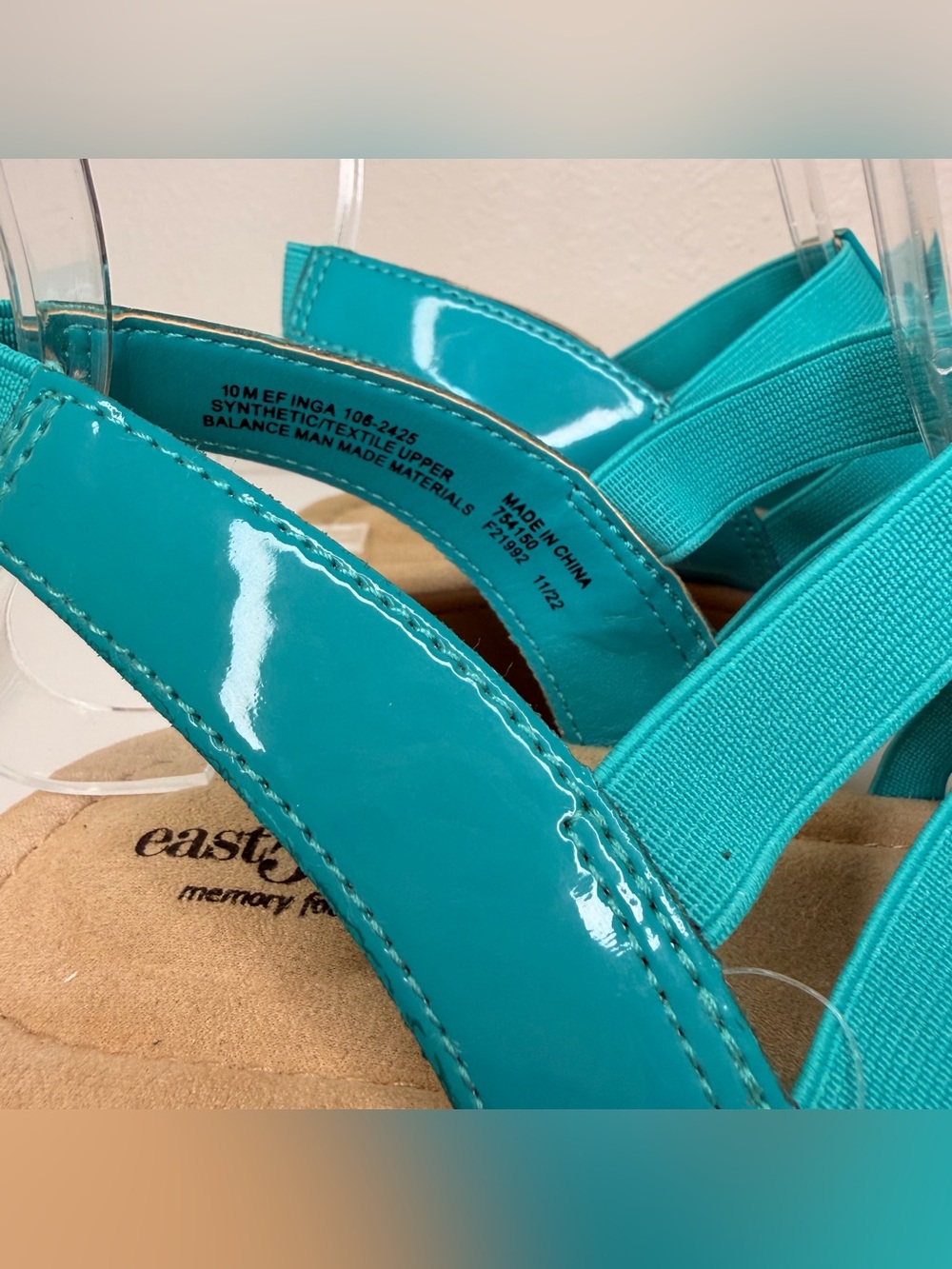 East 5th Teal Patent Strappy Slingback Sandals for Women - Picture 4 of 10